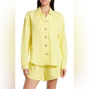 Blank NYC Vibrant Yellow Linen Button Down